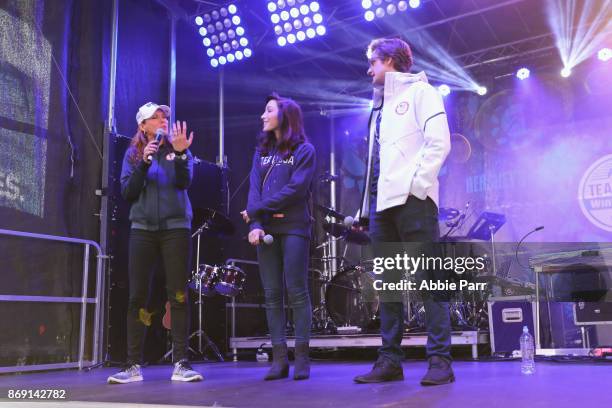 Figure skating champions Meryl Davis and Charlie White attend the 100 Days Out 2018 PyeongChang Winter Olympics Celebration - Team USA in Times...