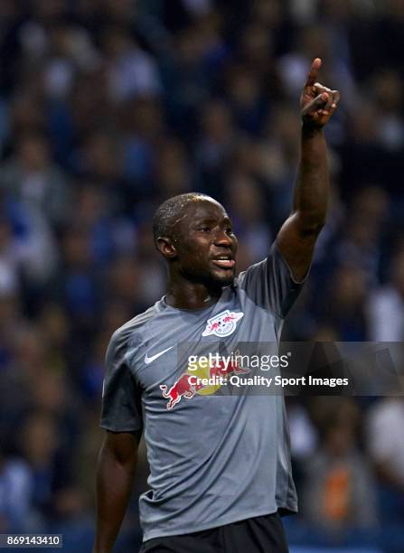 Naby Keita of RB Leipzig reacts during the UEFA Champions League group G match between FC Porto and RB Leipzig at Estadio do Dragao on November 1,...
