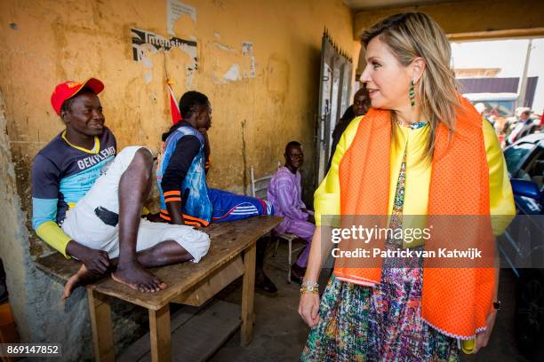 Queen Maxima of The Netherlands visits Diamond Yellow bank agencies of the Diamond Bank of Nigeria on November 1, 2017 in Abuja, Nigeria.