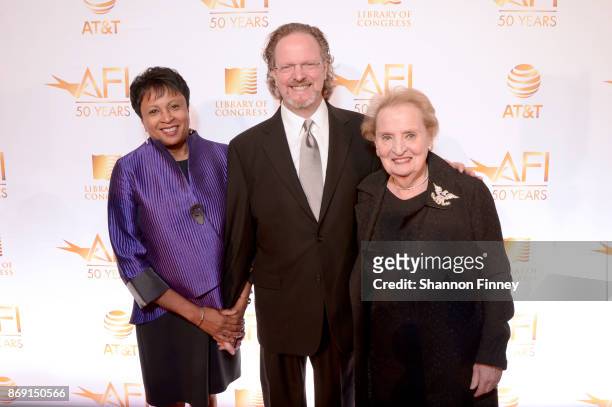 Librarian of Congress Dr. Carla Hayden, AFI President and CEO Bob Gazzale and Frmr Secretary of State Madeline Albright attend the AFI 50th...