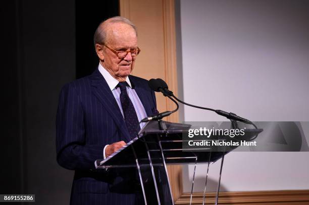 President Emeritus George Stevens Jr. Speaks onstage during the AFI 50th Anniversary Gala at The Library of Congress on November 1, 2017 in...