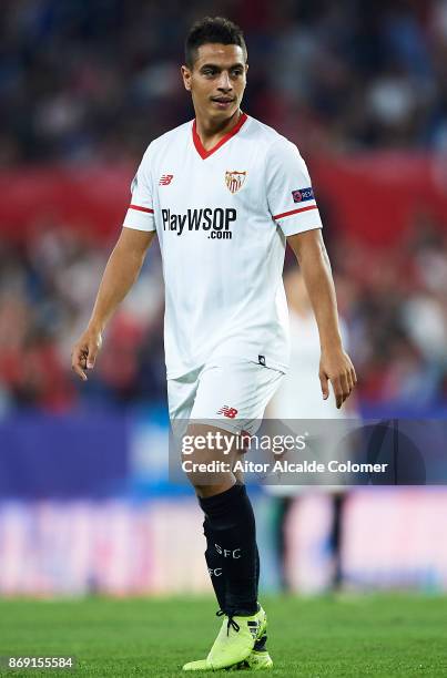 Wissam Ben Yedder of Sevilla FC looks on during the UEFA Champions League group E match between Sevilla FC and Spartak Moskva at Estadio Ramon...