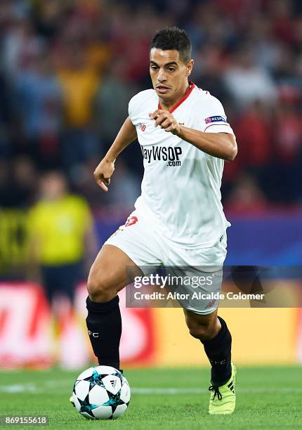 Wissam Ben Yedder of Sevilla FC in action during the UEFA Champions League group E match between Sevilla FC and Spartak Moskva at Estadio Ramon...