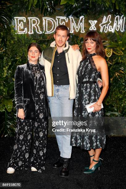 Blogger Jessica Weiss, influencer Fabian Hart and actress Jessica Schwarz wearing ERDEM X H&M attend the ERDEM x H&M Pre-Shopping Event on November...