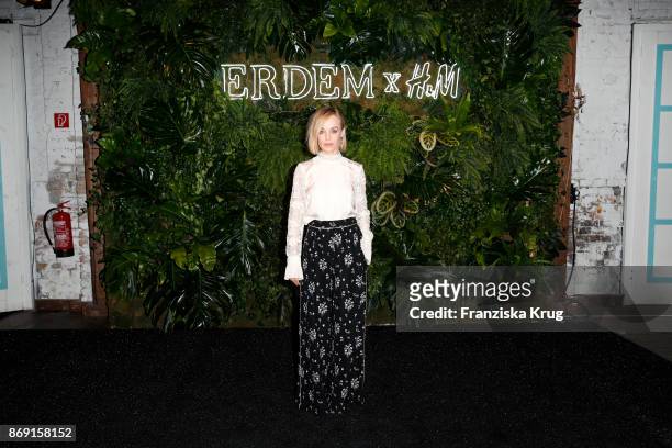 Actress Friederike Kempter wearing ERDEM X H&M attends the ERDEM x H&M Pre-Shopping Event on November 1, 2017 in Berlin, Germany.