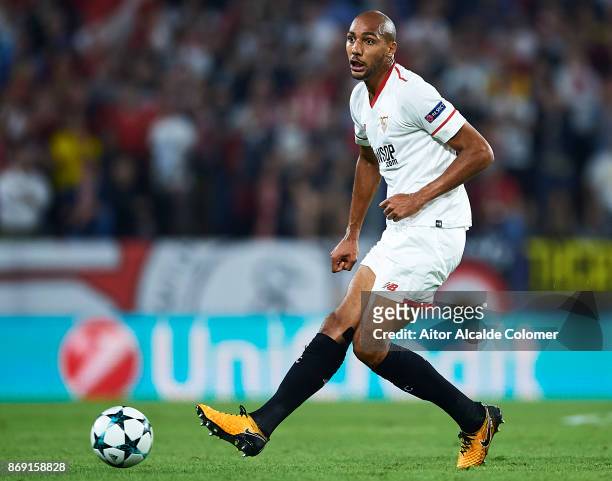 Steven N'Zonzi of Sevilla FC in action during the UEFA Champions League group E match between Sevilla FC and Spartak Moskva at Estadio Ramon Sanchez...