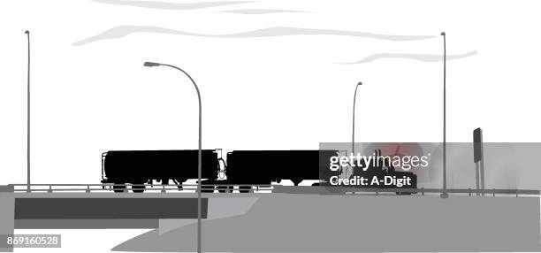 truckingdoubletrailer - highway intersection stock illustrations