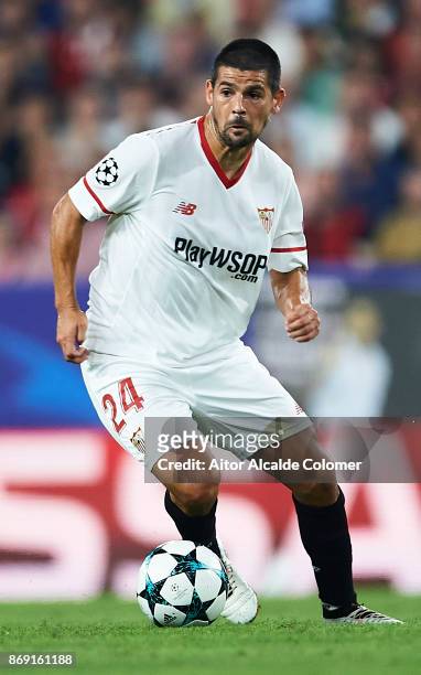 Manuel Agudo "Nolito" of Sevilla FC in action during the UEFA Champions League group E match between Sevilla FC and Spartak Moskva at Estadio Ramon...