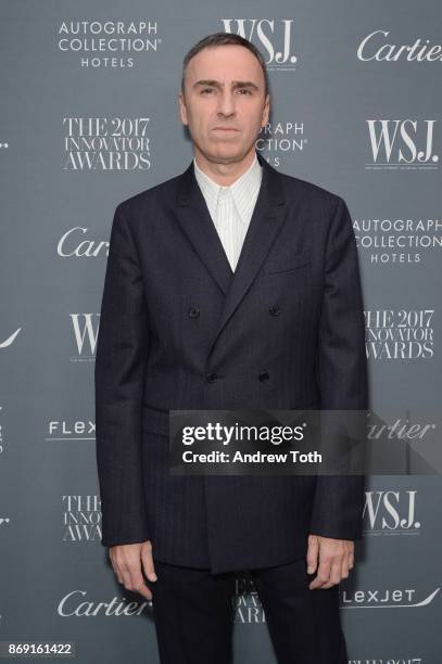 Honoree Raf Simons attends the WSJ. Magazine 2017 Innovator Awards at MOMA on November 1, 2017 in New York City.