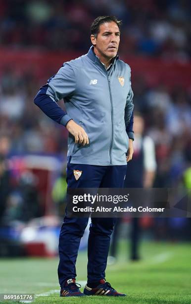 Head Coach of Sevilla FC Eduardo Berizzo looks on during the UEFA Champions League group E match between Sevilla FC and Spartak Moskva at Estadio...