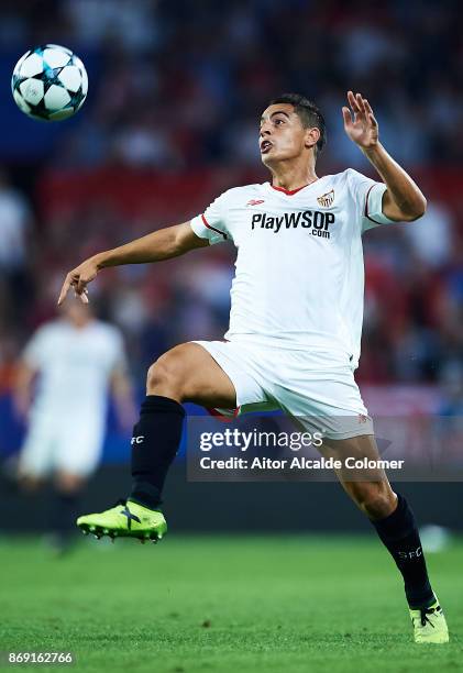 Wissam Ben Yedder of Sevilla FC in action during the UEFA Champions League group E match between Sevilla FC and Spartak Moskva at Estadio Ramon...