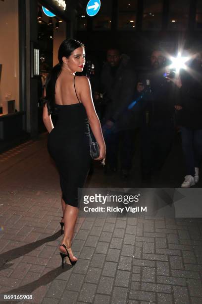 Demi Rose attends Nasty Gal UK Pop Up Launch Party on Carnaby Street on November 1, 2017 in London, England.