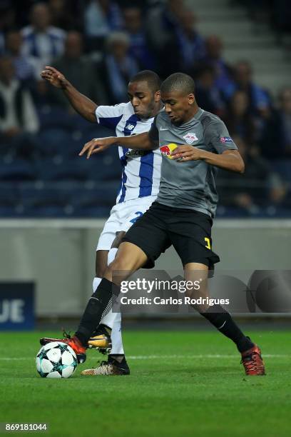 PortoÕs defender Ricardo Pereira from Portugal vies with Leipzig defender Bernardo Junior from Brasil for the ball possession during the match...