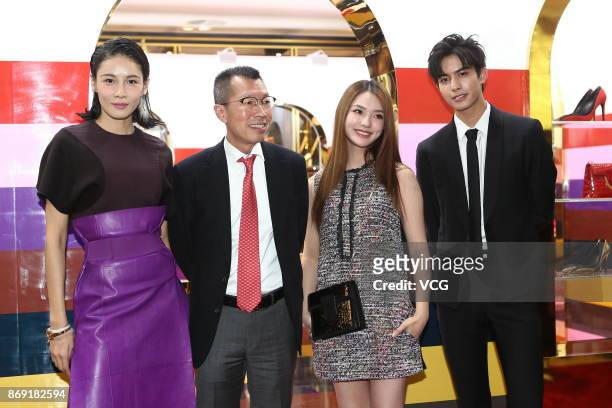 Actress Zhang Lanxin and actress Lin Yun attend the Ferragamo event on November 1, 2017 in Beijing, China.