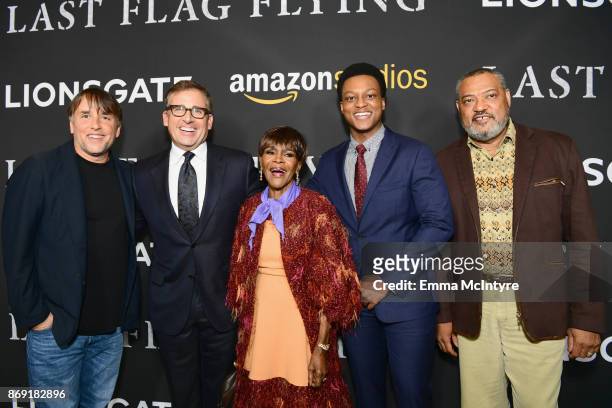 Richard Linklater, Steve Carell, Cicely Tyson, J. Quinton Johnson and Laurence Fishburne attend the premiere of Amazon's "Last Flag Flying" at DGA...