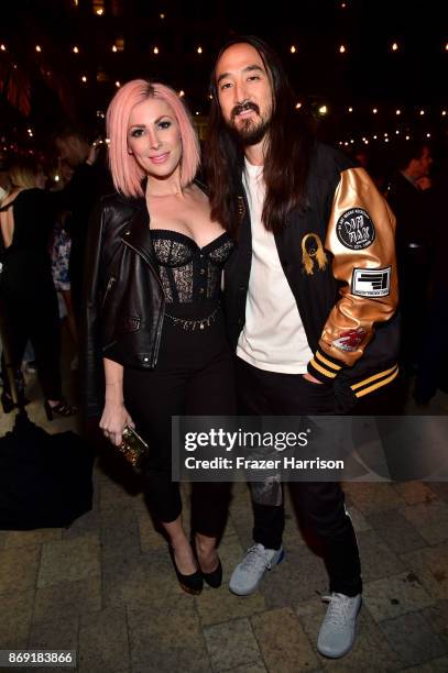 Bonnie McKee and Steve Aoki attend Spotify's Inaugural Secret Genius Awards hosted by Lizzo at Vibiana on November 1, 2017 in Los Angeles, California.