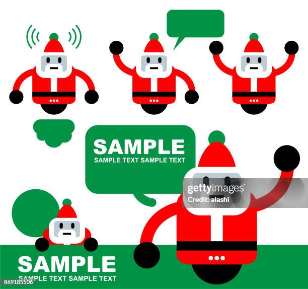 stockillustraties, clipart, cartoons en iconen met vrolijk kerstmis en nieuwjaar groet door schattige santa claus robot - answering machine
