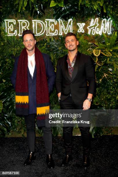 Daniel Fox and Sandro Rasa wearing ERDEM X H&M attend the ERDEM x H&M Pre-Shopping Event on November 1, 2017 in Berlin, Germany.