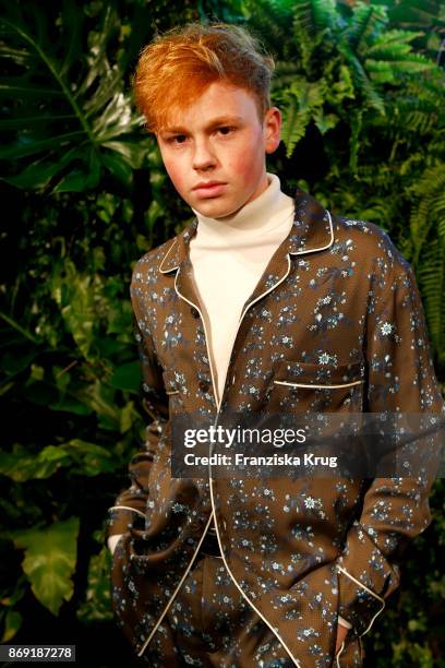 Erik Scholz wearing ERDEM X H&M attends the ERDEM x H&M Pre-Shopping Event on November 1, 2017 in Berlin, Germany.