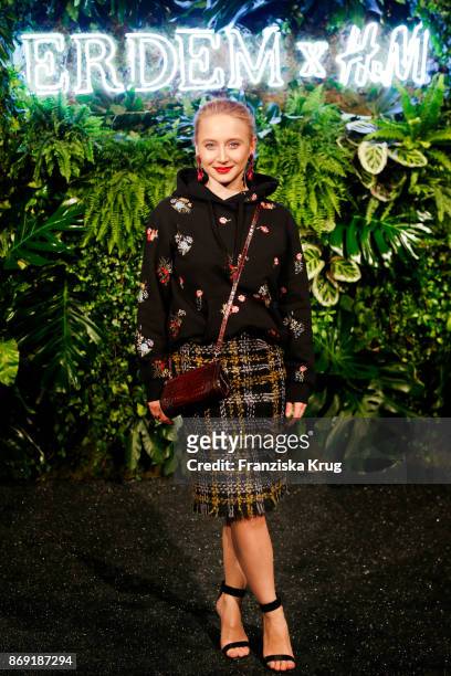 Actress Anna-Maria Muehe wearing ERDEM X H&M attends the ERDEM x H&M Pre-Shopping Event on November 1, 2017 in Berlin, Germany.