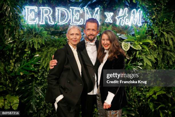 Thorsten Mindermann , Christiane Arp and Ann-Sofie Johansson wearing ERDEM X H&M attend the ERDEM x H&M Pre-Shopping Event on November 1, 2017 in...