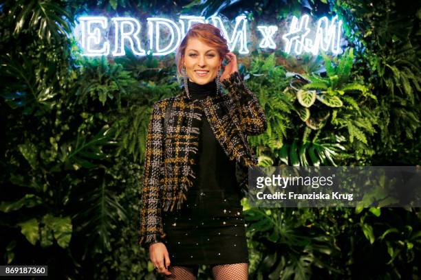 Lisa Bahnholzer wearing ERDEM X H&M attends the ERDEM x H&M Pre-Shopping Event on November 1, 2017 in Berlin, Germany.