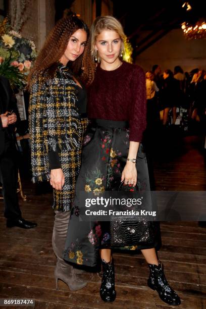 Sila Sahin and Caro Daur wearing ERDEM x H&M attend the ERDEM x H&M Pre-Shopping Event on November 1, 2017 in Berlin, Germany.