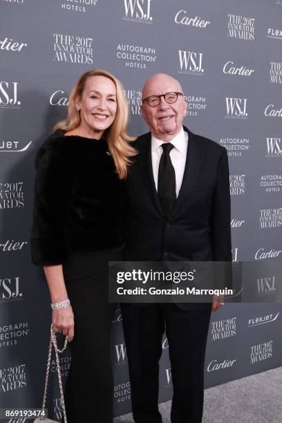 Jerry Hall and Chairman of Fox News Channel Rupert Murdoch during the WSJ Magazine 2017 Innovator Awards at Museum of Modern Art on November 1, 2017...