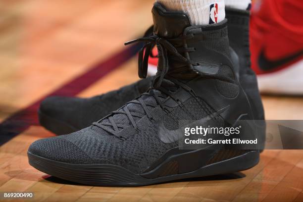 The sneakers of Trey Lyles of the Denver Nuggets are seen during the game against the Toronto Raptors on November 1, 2017 at the Pepsi Center in...