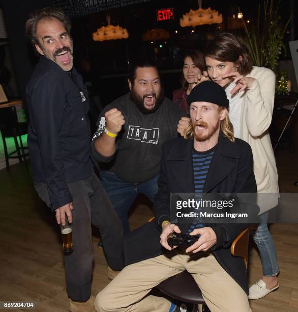 Steven Ogg, Cooper Andrews, Guest, Austin Amelio and Lauren Cohan attend the Xbox One X Launch Event at 5Church on November 1, 2017 in Atlanta,...