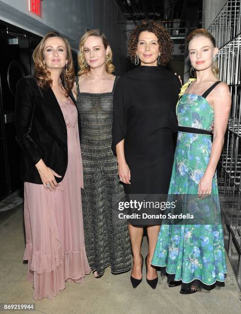 Editor-in-Chief of PORTER, Lucy Yeomans, Brie Larson, Chairman of Universal Pictures, Donna Langley and Kate Bosworth at PORTER Hosts Incredible...