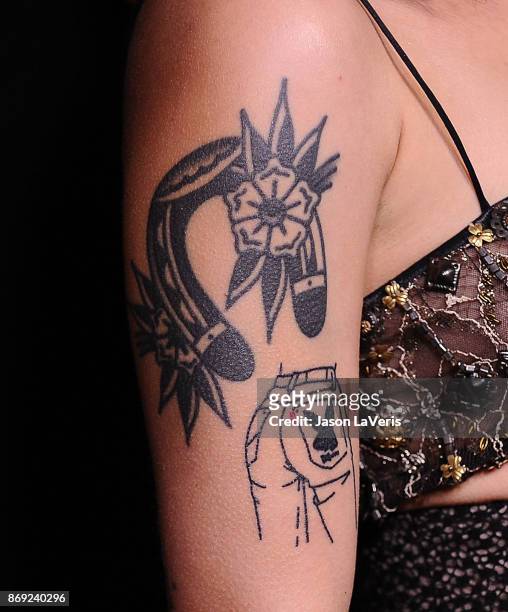 Singer Halsey, tattoo detail, attends Spotify's inaugural Secret Genius Awards at Vibiana Cathedral on November 1, 2017 in Los Angeles, California.