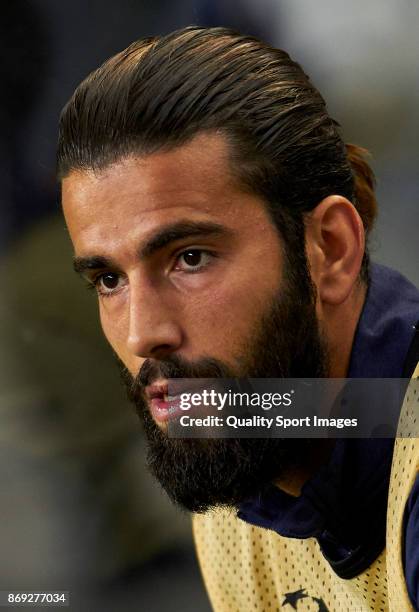 Sergio Oliveira of FC Porto looks on prior to the UEFA Champions League group G match between FC Porto and RB Leipzig at Estadio do Dragao on...