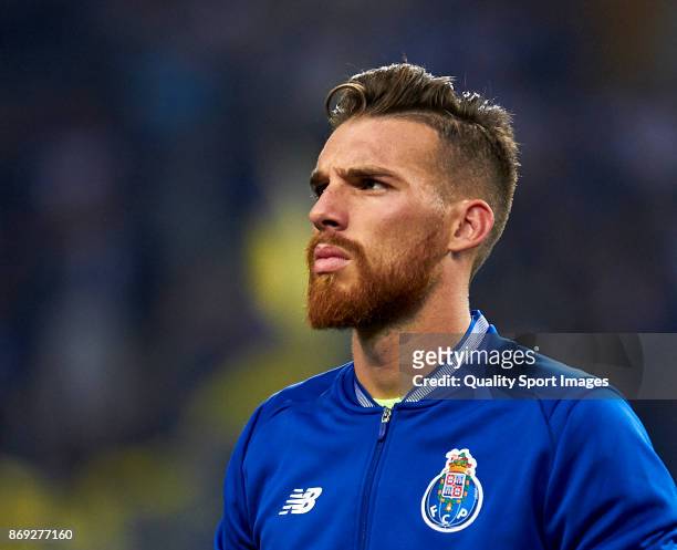 Jose Sa of FC Porto looks on prior to the UEFA Champions League group G match between FC Porto and RB Leipzig at Estadio do Dragao on November 1,...