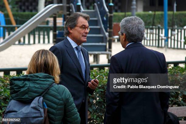 President of the Catalan Democratic Party and former Catalan President Artur Mas arrives to offer support to former members of the Catalan government...