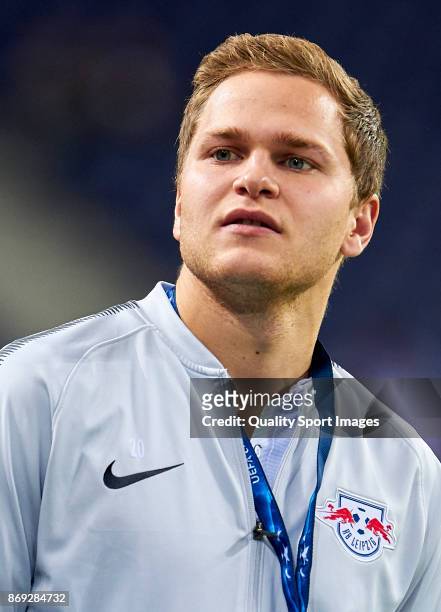 Benno Schmitz of RB Leipzig looks on prior to the UEFA Champions League group G match between FC Porto and RB Leipzig at Estadio do Dragao on...