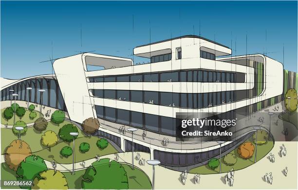 illustrations, cliparts, dessins animés et icônes de illustration de l’architecture colorée - perspective