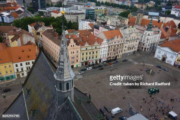 the medieval market square of plzen - plzeň stock pictures, royalty-free photos & images