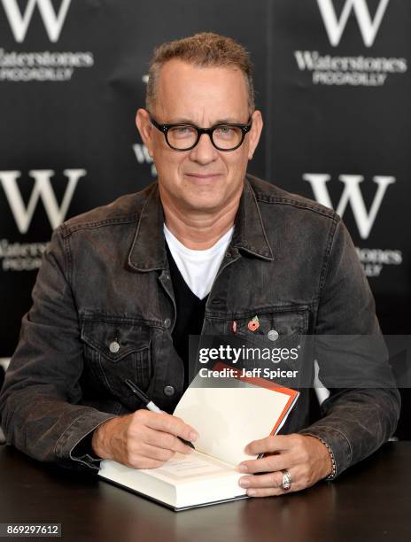 Tom Hanks attends a book signing for his new book "Uncommon Type" at Waterstones Piccadilly on November 2, 2017 in London, England.