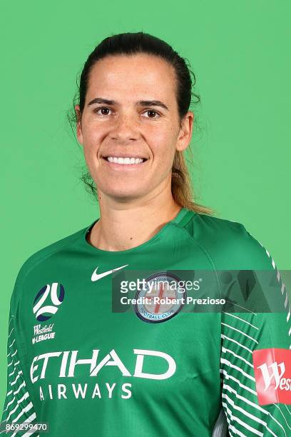 Lydia Williams poses during the Melbourne City W-League headshots session on November 2, 2017 in Melbourne, Australia.