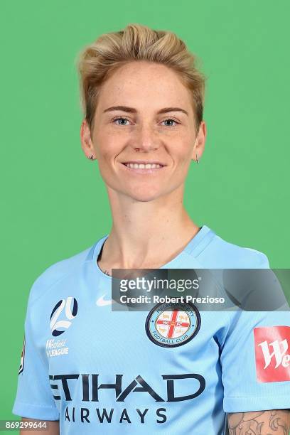 Jess Fishlock poses during the Melbourne City W-League headshots session on November 2, 2017 in Melbourne, Australia.