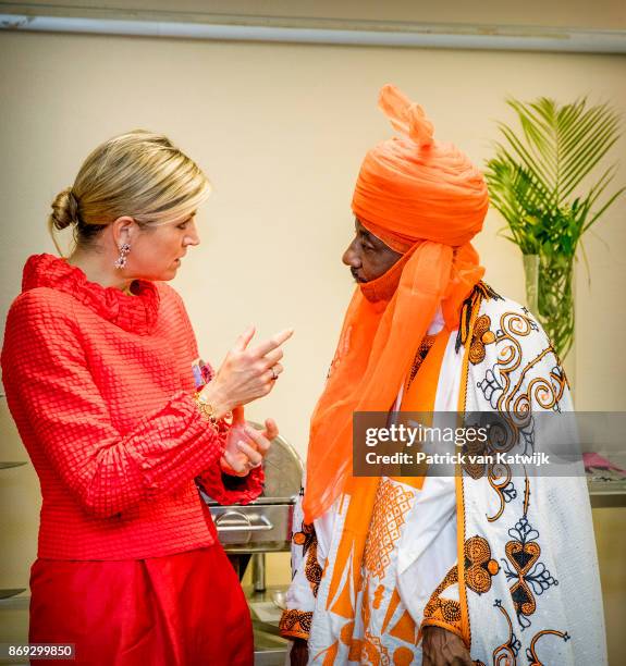 Queen Maxima of The Netherlands with the Emir of Kano Mallam Muhamned Sanusi attend a Enhancing Financial Innovation and Access event "The Role of...