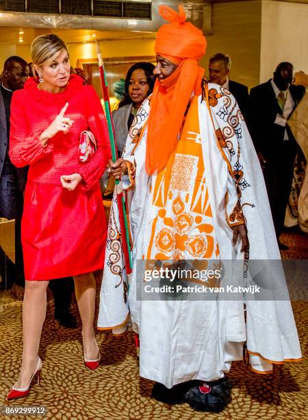 Queen Maxima of The Netherlands with the Emir of Kano Mallam Muhamned Sanusi attend a Enhancing Financial Innovation and Access event "The Role of...