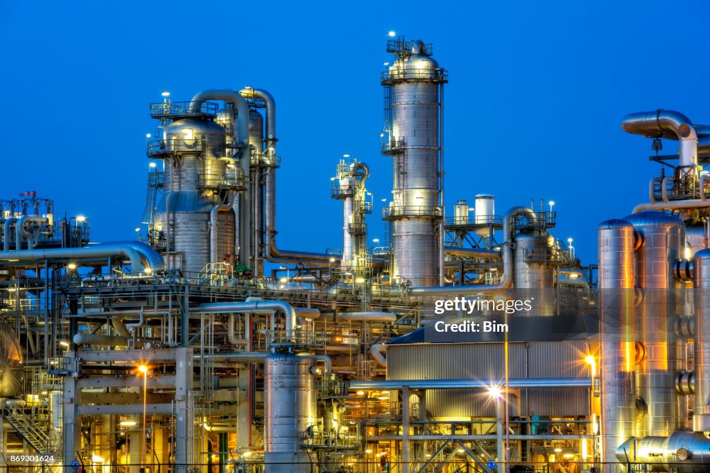 Petrochemical plant at twilight