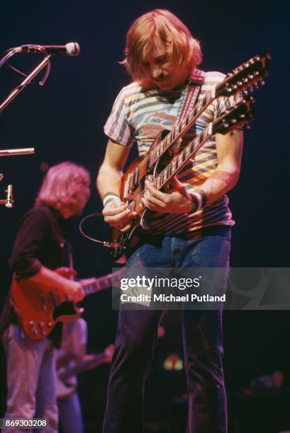 American singer-songwriter and guitarist Joe Walsh of rock band Eagles performs live on stage, New York, October 1979.