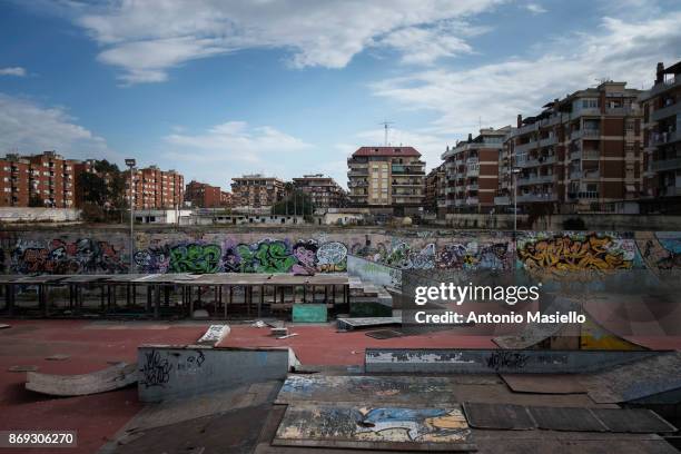 General view of Ostia's city hall, suburb of Rome on October 31, 2017 in Rome, Italy. Ostia's city hall was dissolved for mafia infiltration in 2015...