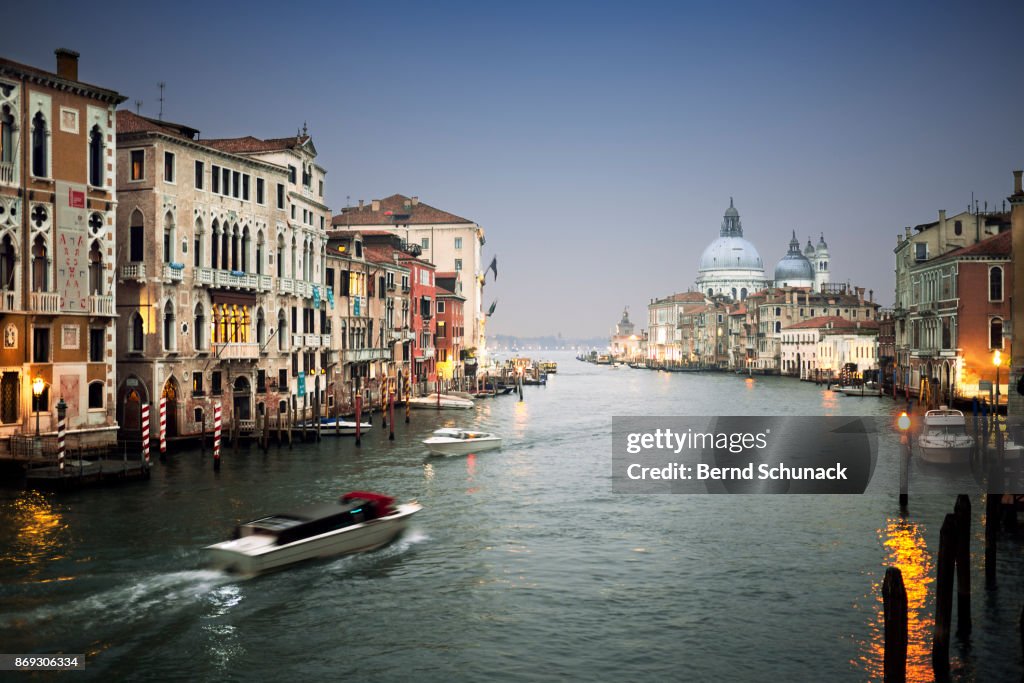Grand Canal with Water Taxi during Blue Hour