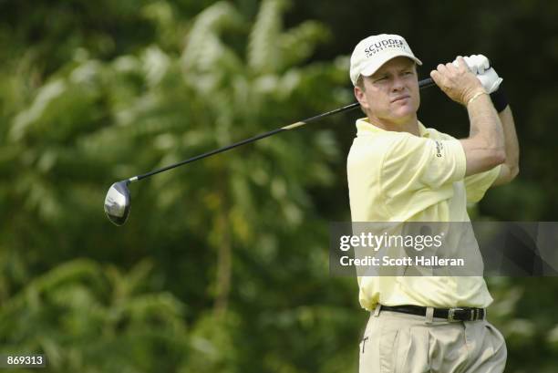 Scott Verplank hits a shot during Sunday's final round of the Canon Greater Hartford Open on June 23, 2002 at TPC River Highlands in Cromwell,...