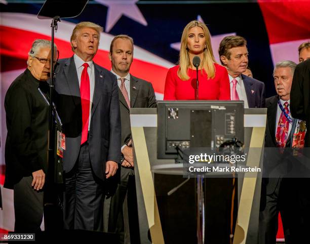 Candidate Trump's daughter Ivanka Trump on stage during the sound check on the final day of the Republican National Convention at Quicken Loans...