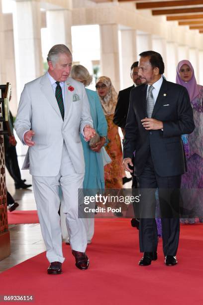 Prince Charles, Prince of Wales and His Majesty Hassanal Bolkiah, The Sultan of Brunei attend the Istana Nurul Iman on November 2, 2017 in , Bandar...